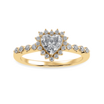 Load image into Gallery viewer, 50-Pointer Heart Cut Solitaire Halo Diamond Shank 18K Yellow Gold Ring JL AU 1251Y-A   Jewelove.US
