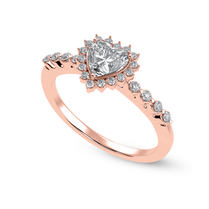 70-Pointer Heart Cut Solitaire Halo Diamond Shank 18K Rose Gold Ring JL AU 1251R-B   Jewelove.US