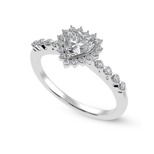 30-Pointer Heart Cut Solitaire Halo Diamond Shank Platinum Ring JL PT 1251   Jewelove.US