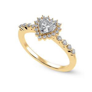 70-Pointer Heart Cut Solitaire Halo Diamond Shank 18K Yellow Gold Ring JL AU 1251Y-B   Jewelove.US