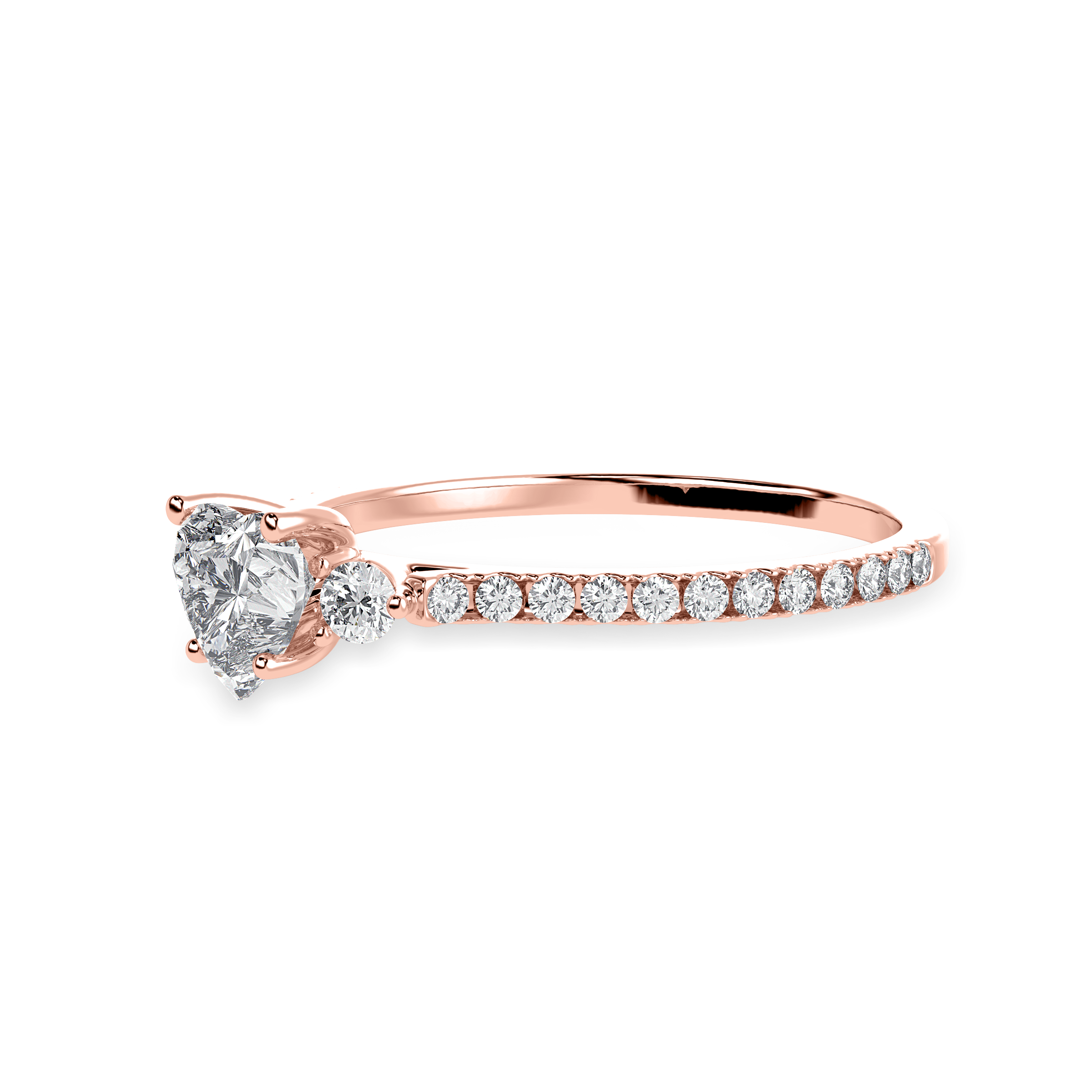 30-Pointer Heart Cut Solitaire Diamond Split Shank 18K Rose Gold Ring JL AU 1243R   Jewelove.US