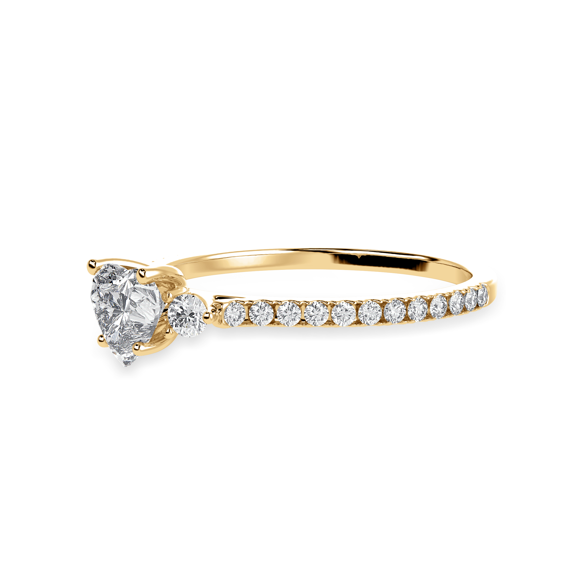 30-Pointer Heart Cut Solitaire Diamond Accents Shank 18K Yellow Gold Ring JL AU 1243Y   Jewelove.US