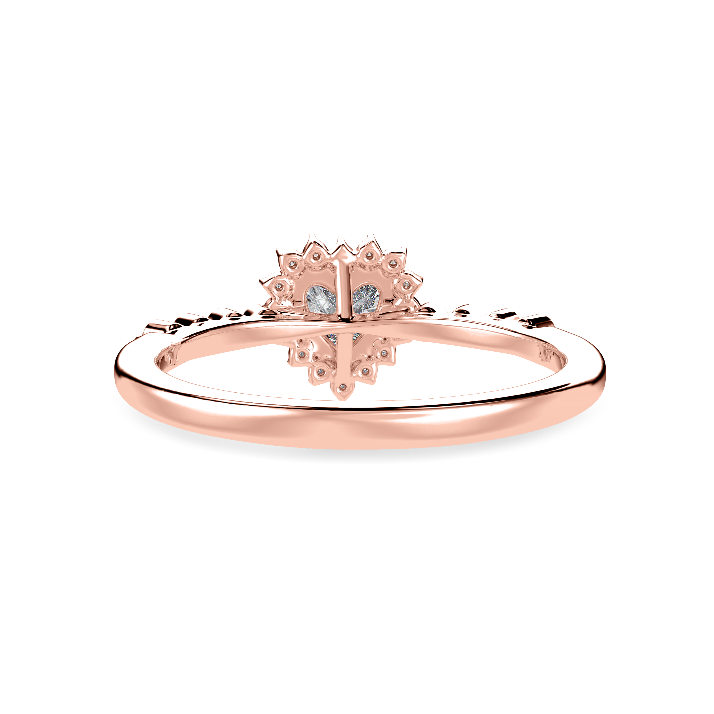 70-Pointer Heart Cut Solitaire Halo Diamond Shank 18K Rose Gold Ring JL AU 1251R-B   Jewelove.US