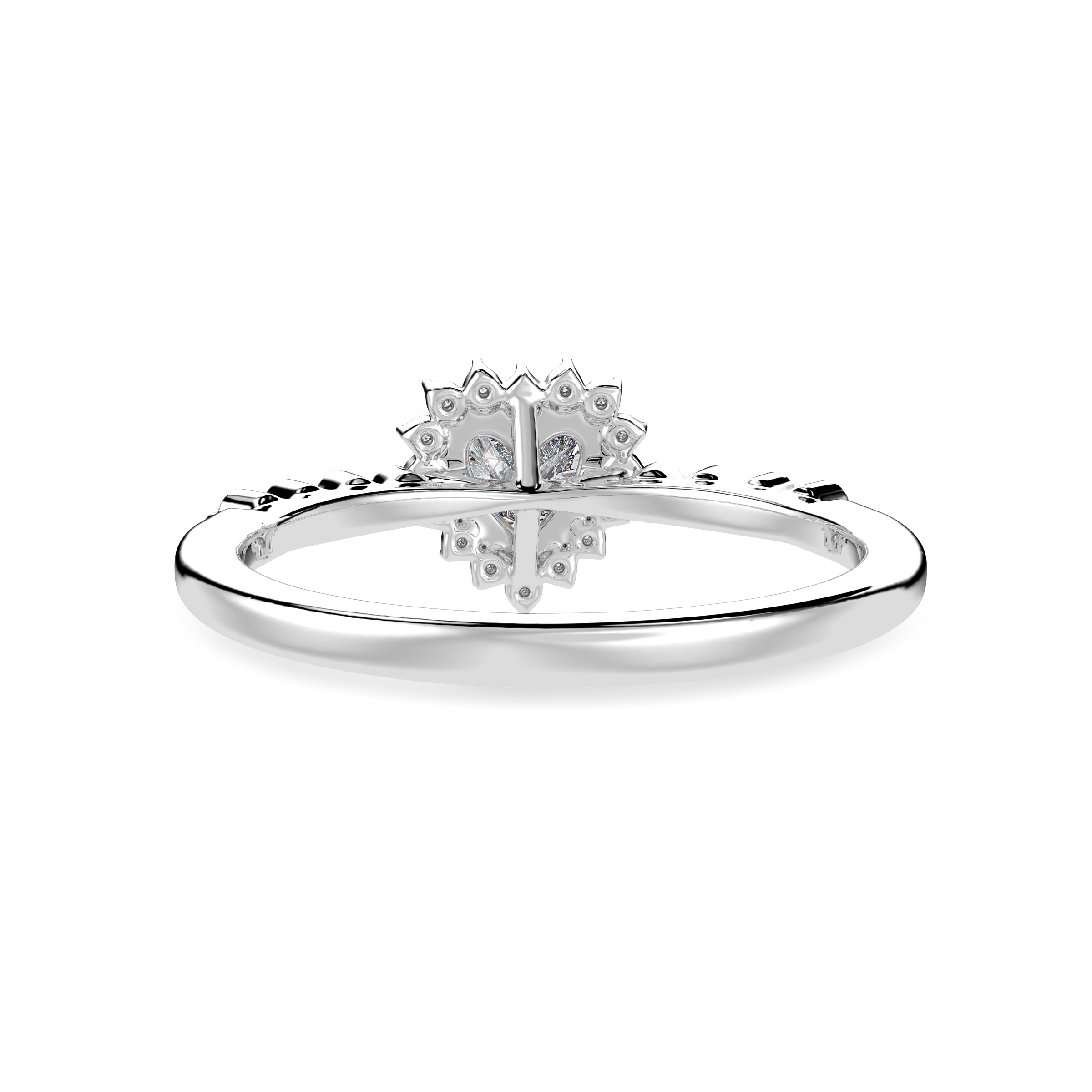 30-Pointer Heart Cut Solitaire Halo Diamond Shank Platinum Ring JL PT 1251   Jewelove.US