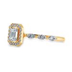 Load image into Gallery viewer, 50-Pointer Emerald Cut Solitaire Halo Diamonds with Marquise Cut Diamonds Accents 18K Yellow Gold Ring JL AU 1272Y-A   Jewelove.US
