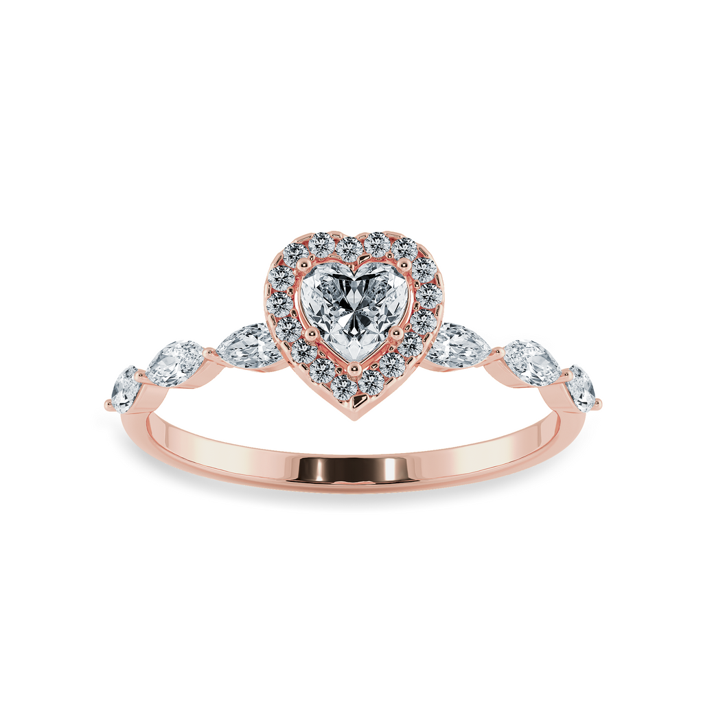 30-Pointer Heart Cut Solitaire Halo Diamonds with Marquise Diamonds Accents 18K Rose Gold Ring JL AU 1273R   Jewelove.US