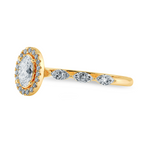 Load image into Gallery viewer, 70-Pointer Oval Cut Solitaire Halo Diamonds with Marquise Accents 18K Yellow Gold Ring JL AU 1275Y-B   Jewelove.US
