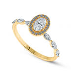 Load image into Gallery viewer, 70-Pointer Oval Cut Solitaire Halo Diamonds with Marquise Accents 18K Yellow Gold Ring JL AU 1275Y-B   Jewelove.US
