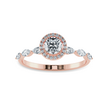 Load image into Gallery viewer, 30-Pointer Solitaire Halo Diamond with Marquise Cut Diamond Accents 18K Rose Gold Ring JL AU 1278R   Jewelove.US
