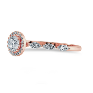 1-Carat Solitaire Halo Diamond with Marquise Cut Diamond Accents 18K Rose Gold Ring JL AU 1278R-C   Jewelove.US