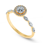 Load image into Gallery viewer, 70-Pointer Solitaire Halo Diamond with Marquise Cut Diamond Accents 18K Yellow Gold Ring JL AU 1278Y-B   Jewelove.US
