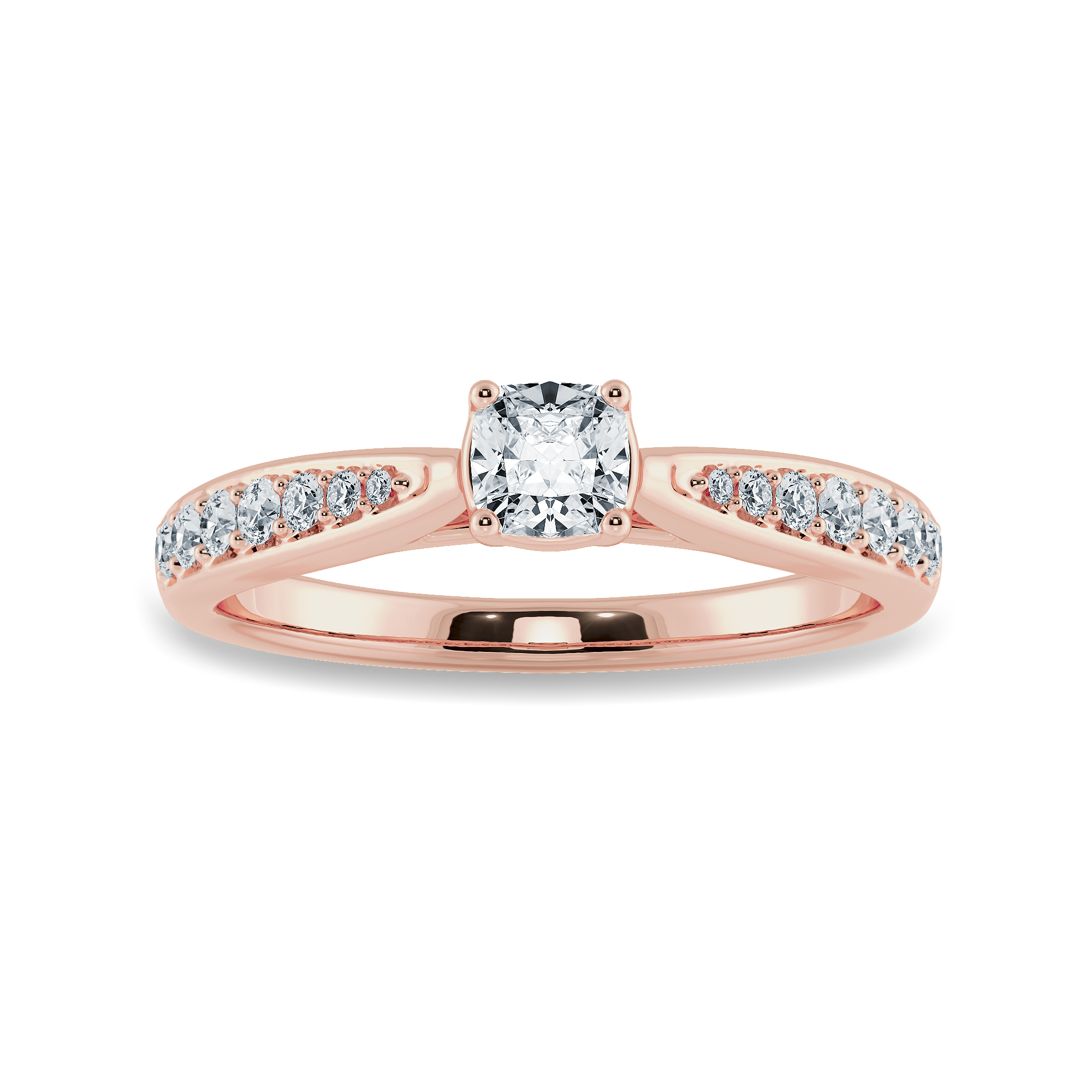 30-Pointer Cushion Cut Solitaire Diamond Shank 18K Rose Gold Ring JL AU 1279R   Jewelove.US