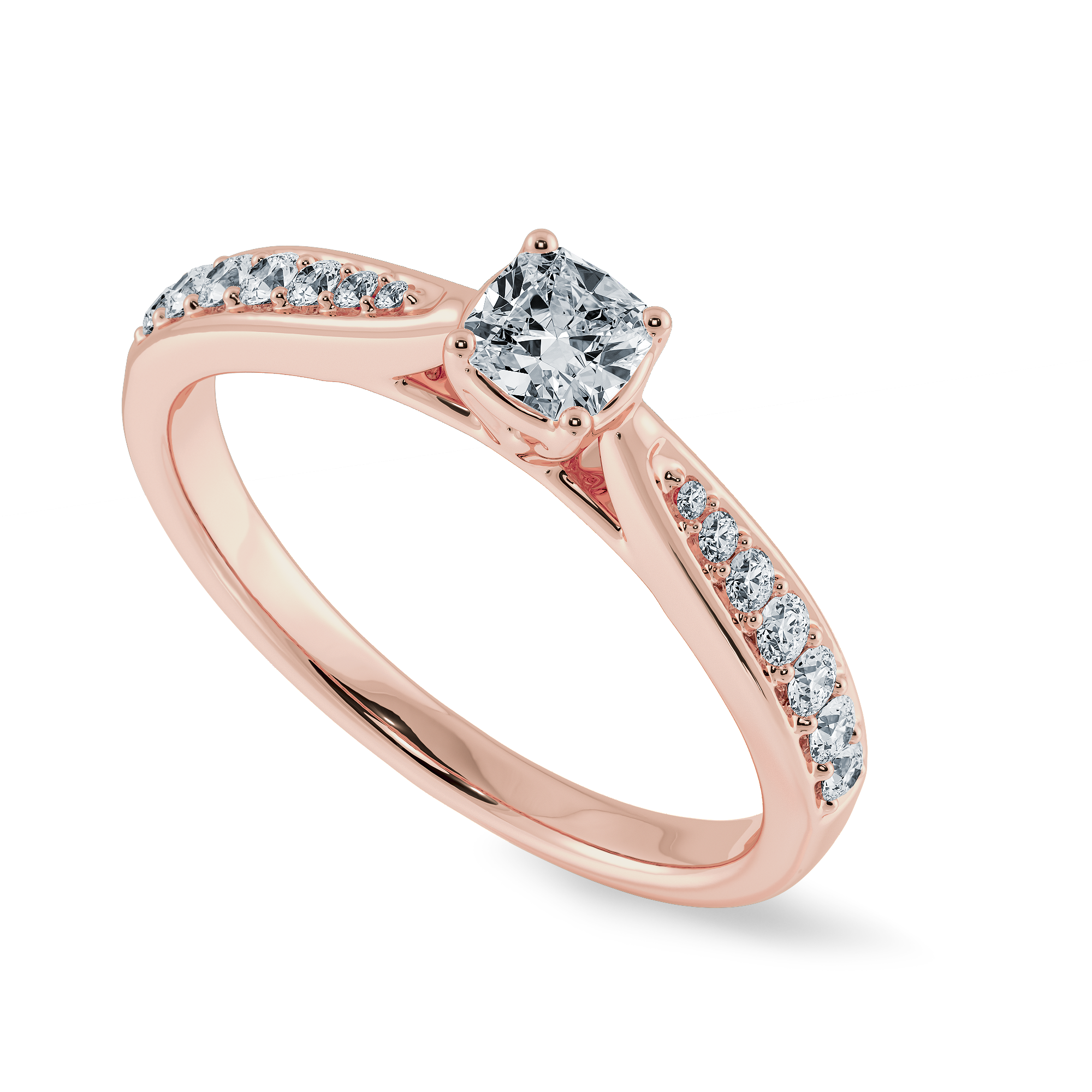 30-Pointer Cushion Cut Solitaire Diamond Shank 18K Rose Gold Ring JL AU 1279R   Jewelove.US