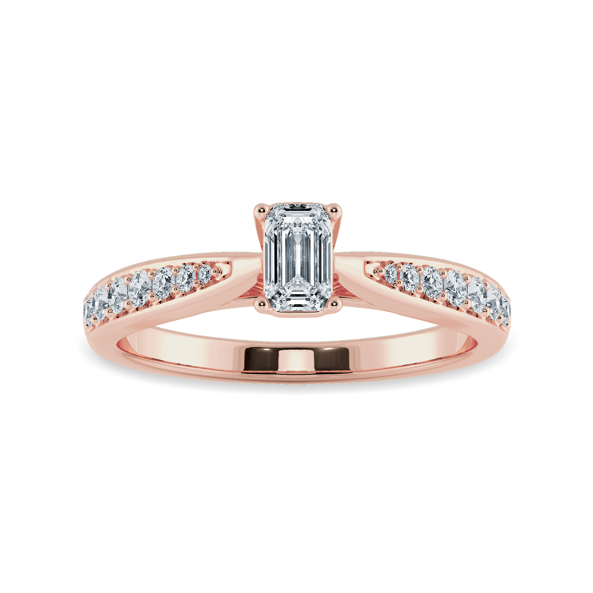 30-Pointer Emerald Cut Solitaire Diamond Shank 18K Rose Gold Solitaire Ring JL AU 1280R   Jewelove.US