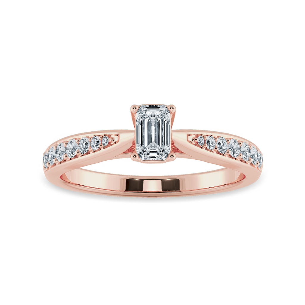 30-Pointer Emerald Cut Solitaire Diamond Shank 18K Rose Gold Solitaire Ring JL AU 1280R   Jewelove.US