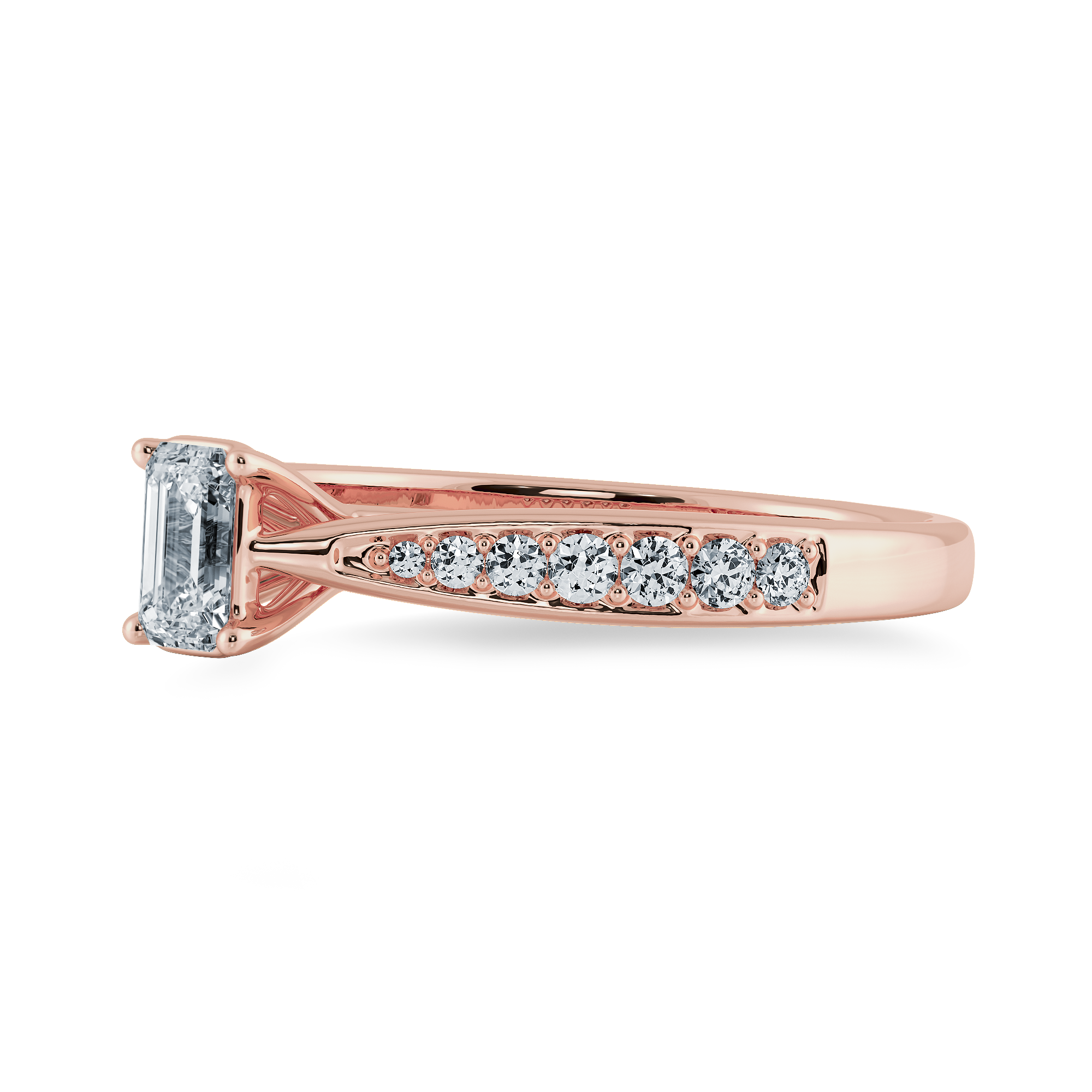 30-Pointer Emerald Cut Solitaire Diamond Shank 18K Rose Gold Solitaire Ring JL AU 1280R   Jewelove.US