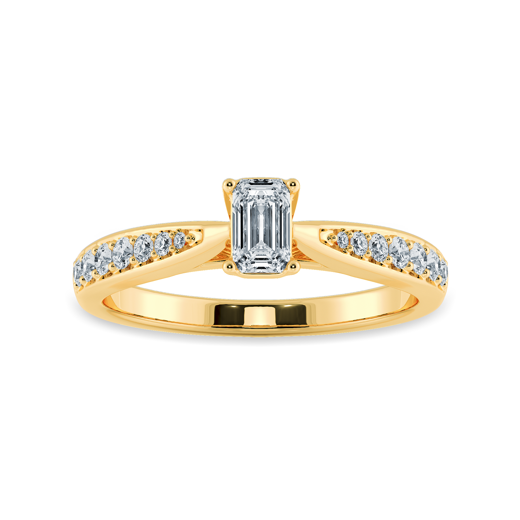 30-Pointer Emerald Cut Solitaire Diamond Shank 18K Yellow Gold Ring JL AU 1280Y   Jewelove.US