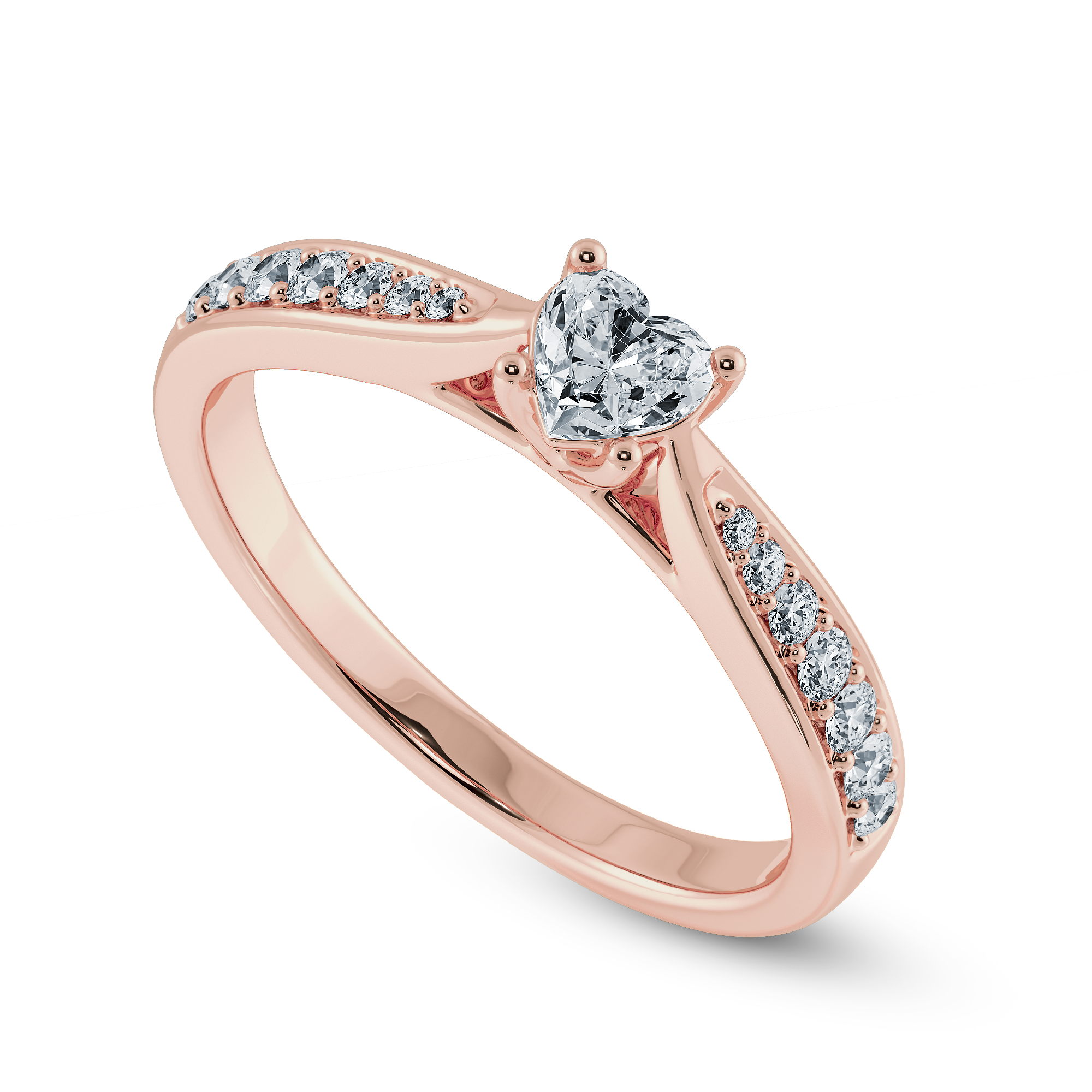 30-Pointer Heart Cut Solitaire Diamond Shank 18K Rose Gold Ring JL AU 1281R   Jewelove.US