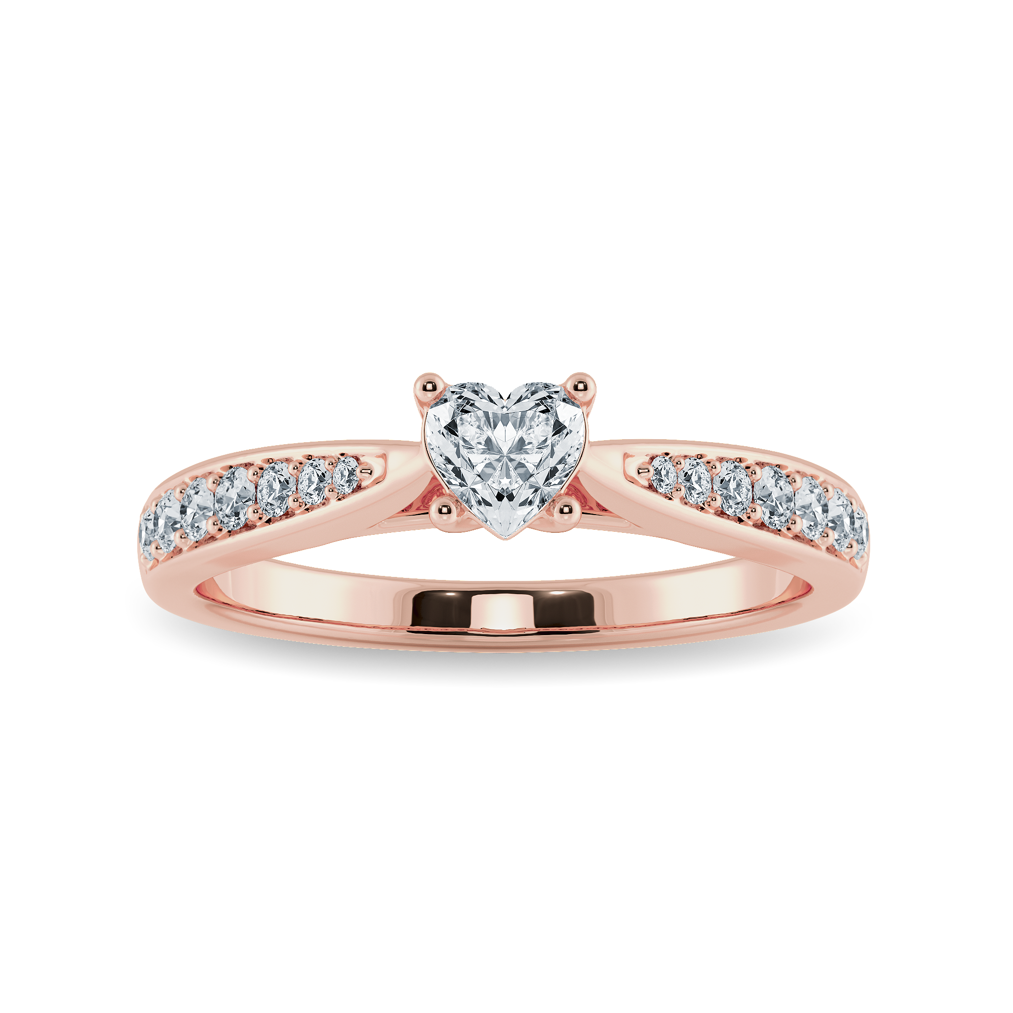 30-Pointer Heart Cut Solitaire Diamond Shank 18K Rose Gold Ring JL AU 1281R   Jewelove.US