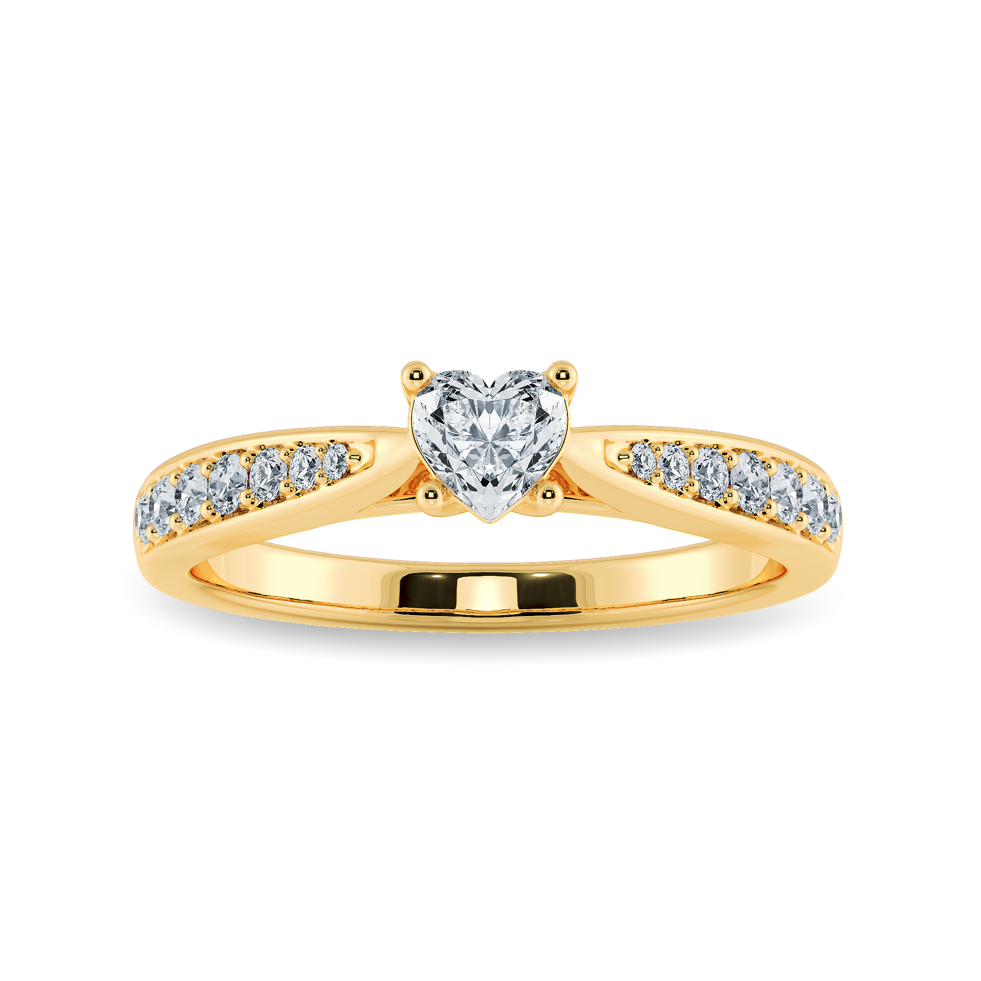 30-Pointer Heart Cut Solitaire Diamond Shank 18K Yellow Gold Ring JL AU 1281Y   Jewelove.US