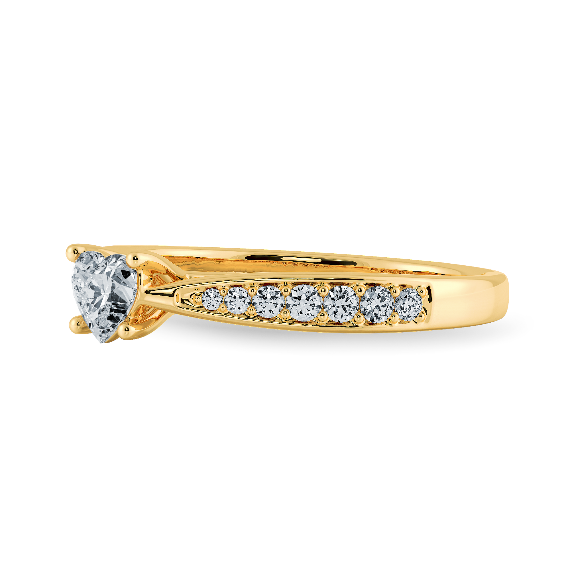 30-Pointer Heart Cut Solitaire Diamond Shank 18K Yellow Gold Ring JL AU 1281Y   Jewelove.US