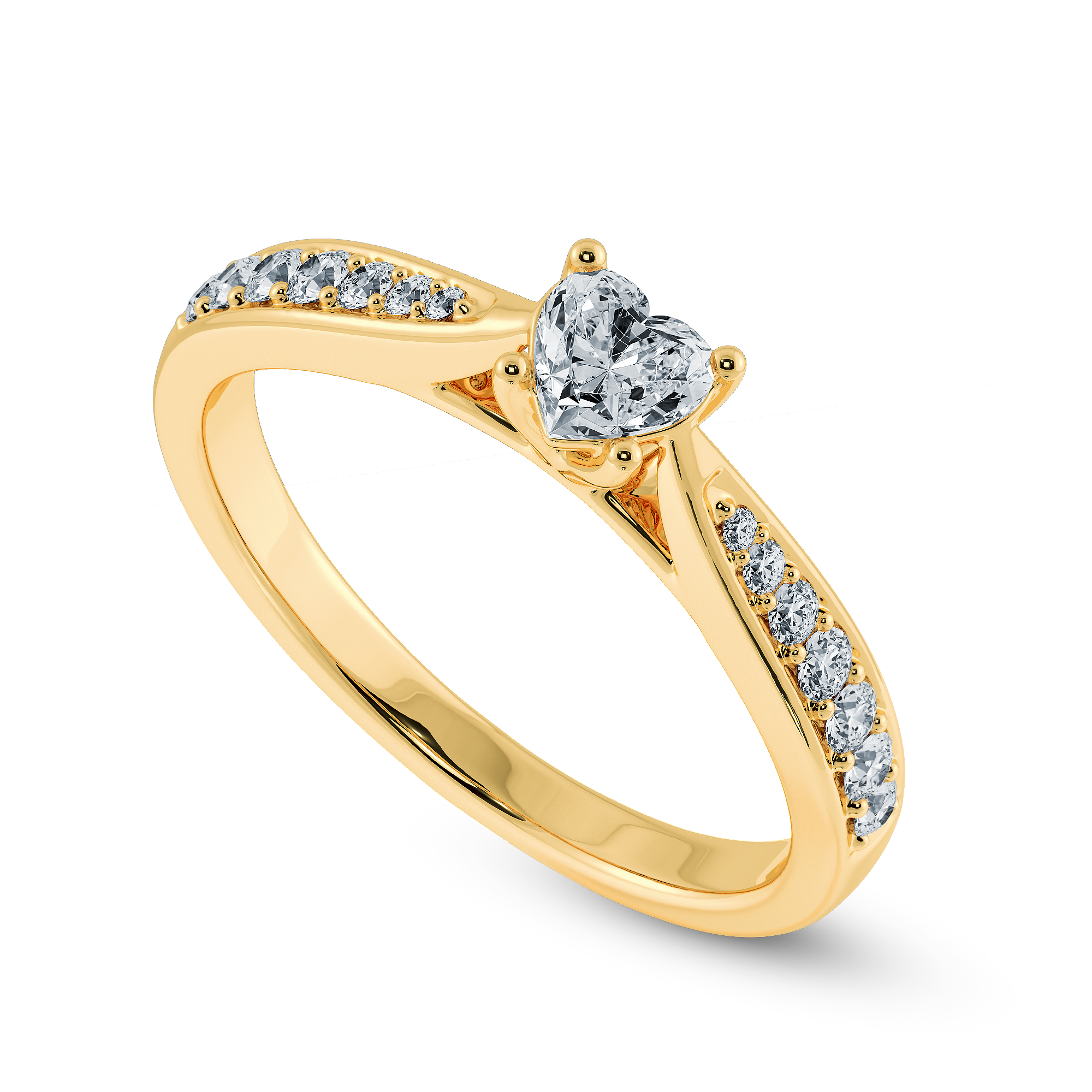 30-Pointer Heart Cut Solitaire Diamond Shank 18K Yellow Gold Ring JL AU 1281Y   Jewelove.US