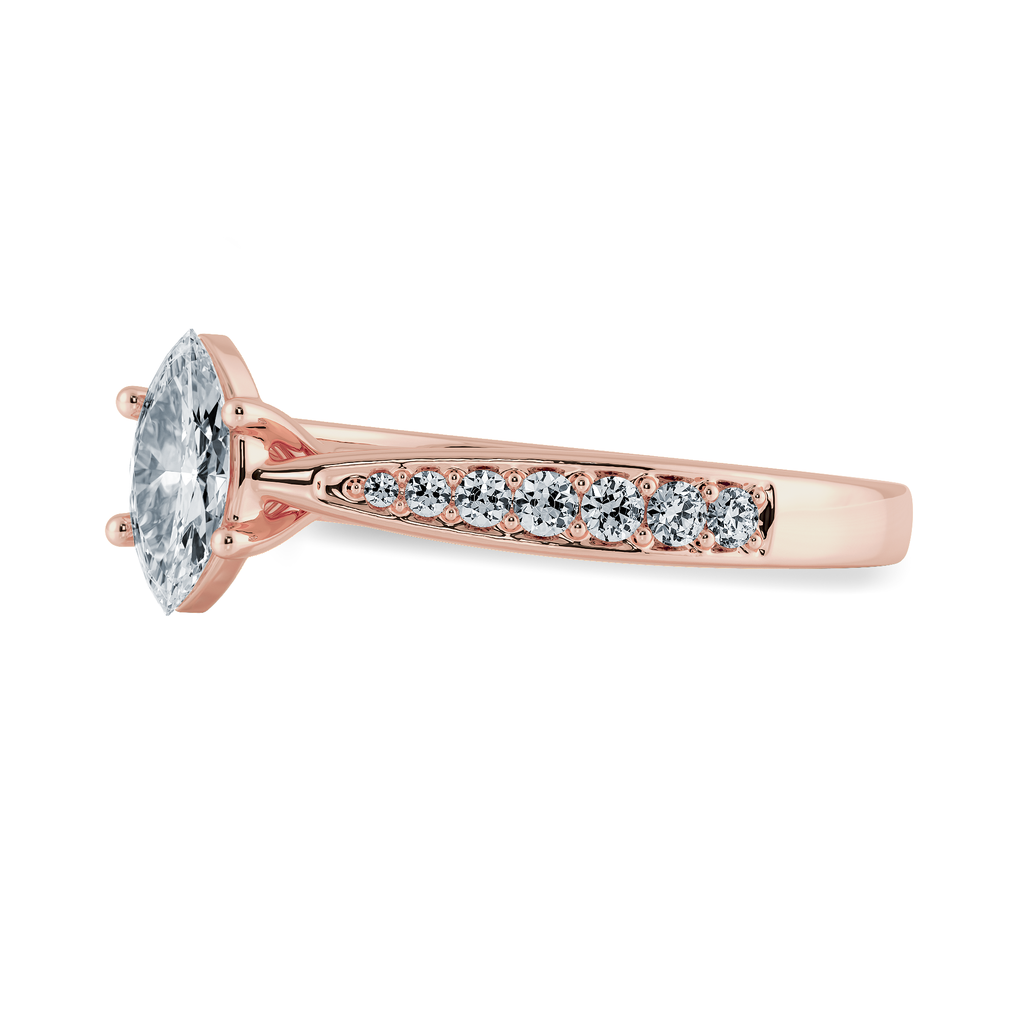 30-Pointer Marquise Cut Solitaire Diamond Shank 18K Rose Gold Ring JL AU 1282R   Jewelove.US