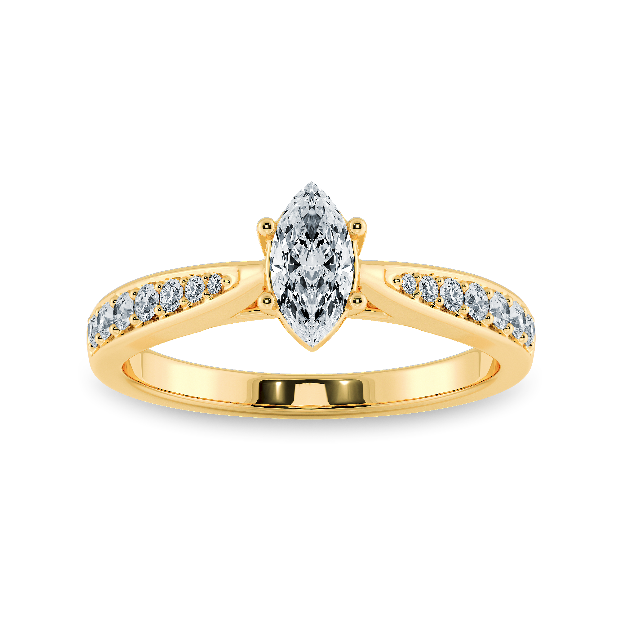 30-Pointer Marquise Cut Solitaire Diamond Shank 18K Yellow Gold Ring JL AU 1282Y   Jewelove.US