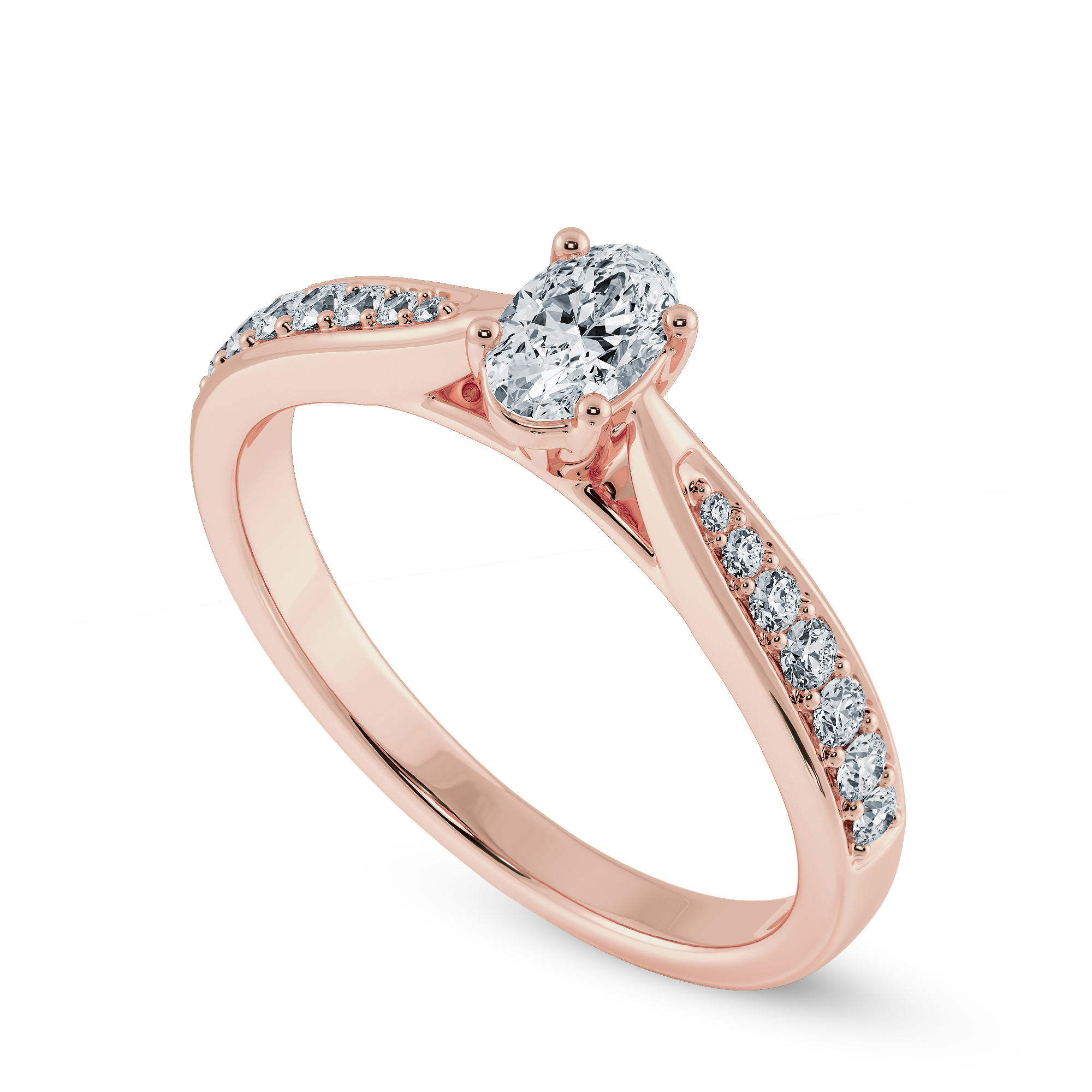 30-Pointer Oval Cut Solitaire Diamond Shank 18K Rose Gold Ring JL AU 1283R   Jewelove.US