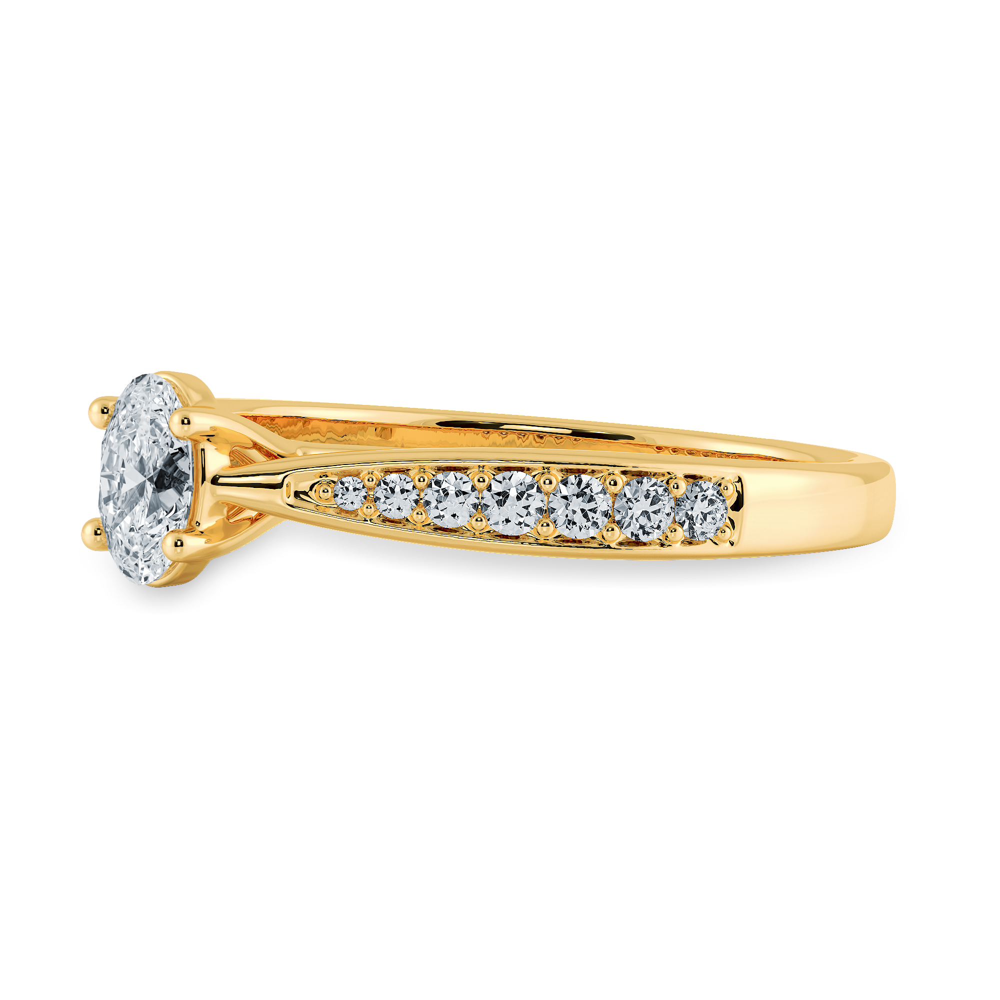 30-Pointer Oval Cut Solitaire Diamond Shank 18K Yellow Gold Ring JL AU 1283Y   Jewelove.US