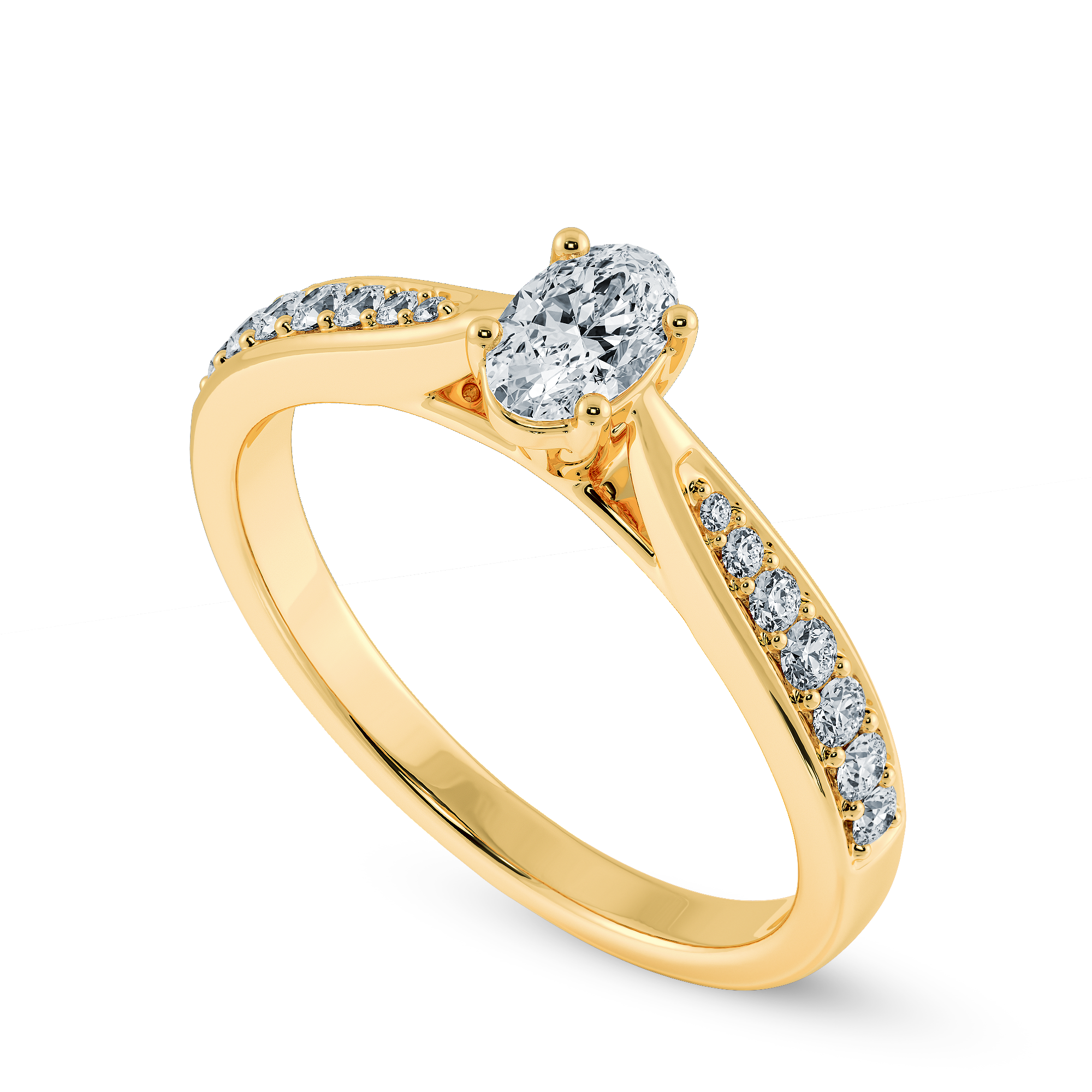 30-Pointer Oval Cut Solitaire Diamond Shank 18K Yellow Gold Ring JL AU 1283Y   Jewelove.US