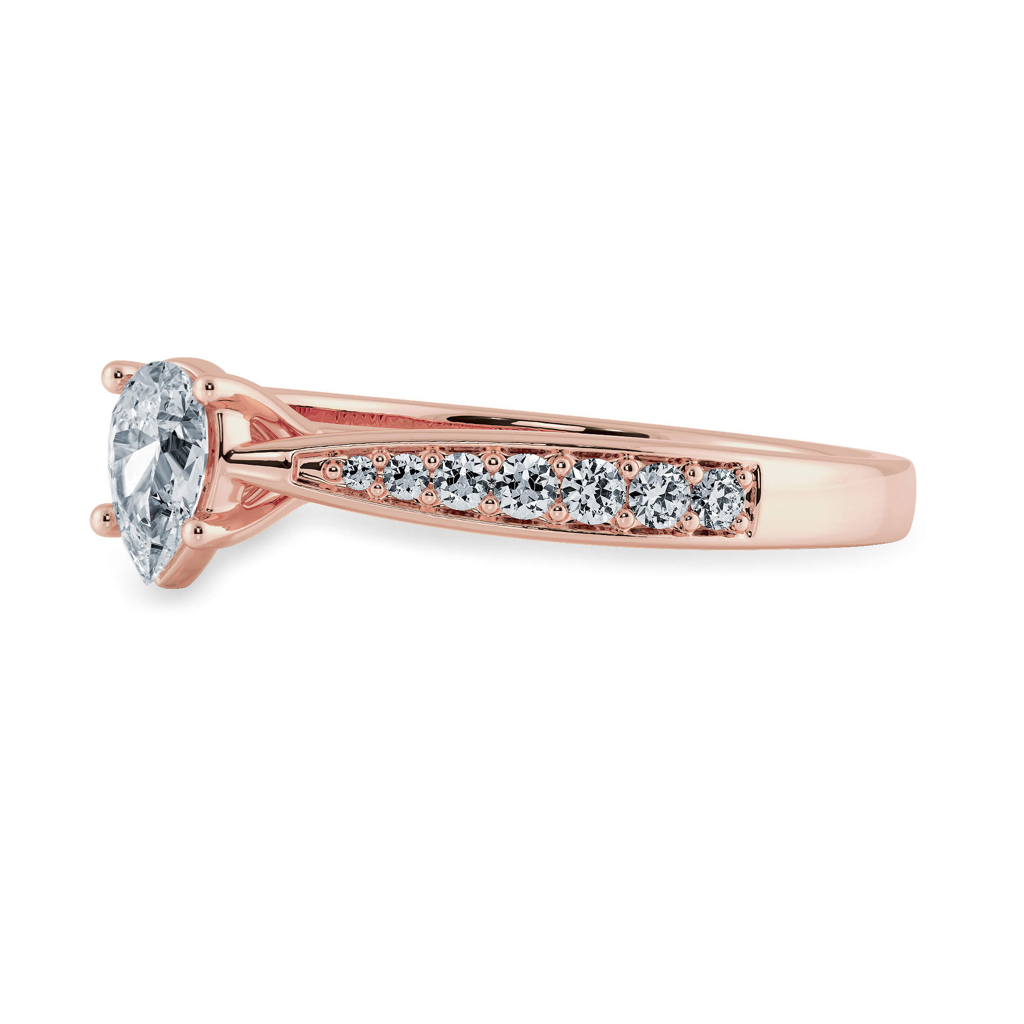 30-Pointer Pear Cut Solitaire Diamond Shank 18K Rose Gold Ring JL AU 1284R   Jewelove.US