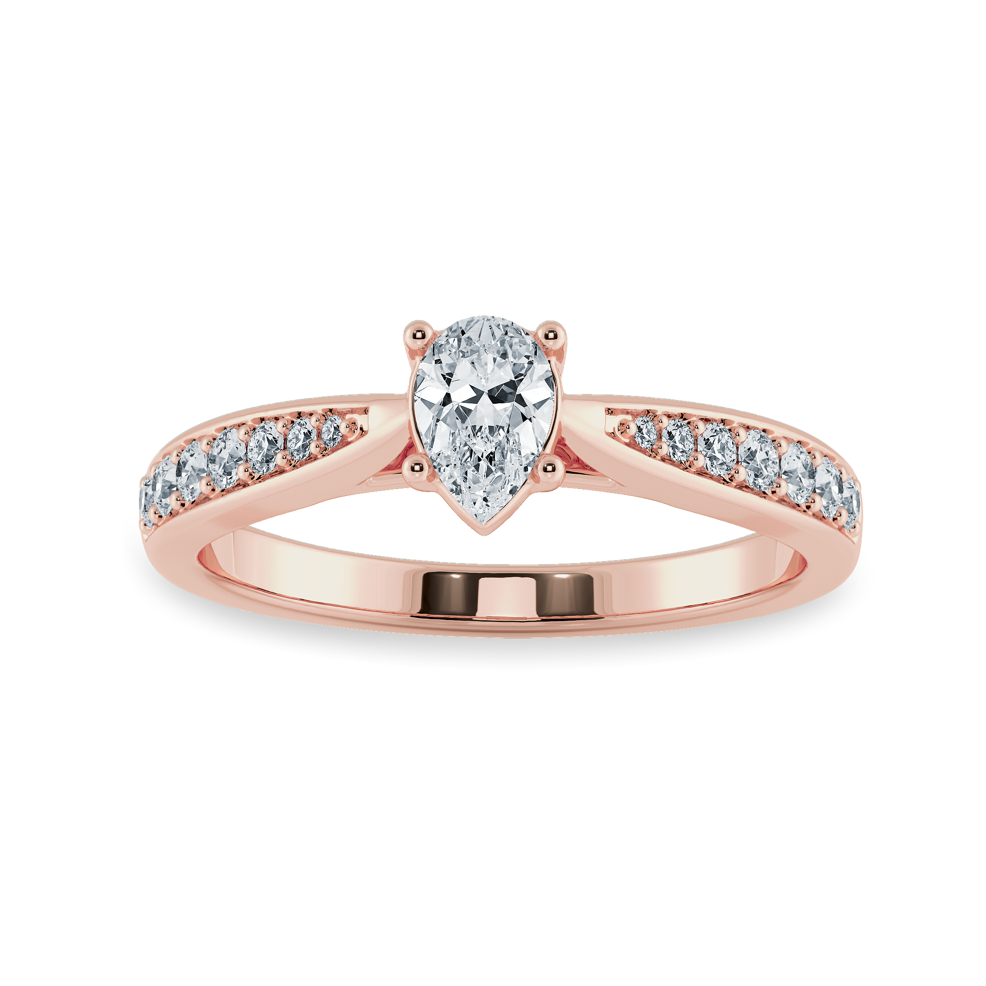 30-Pointer Pear Cut Solitaire Diamond Shank 18K Rose Gold Ring JL AU 1284R   Jewelove.US