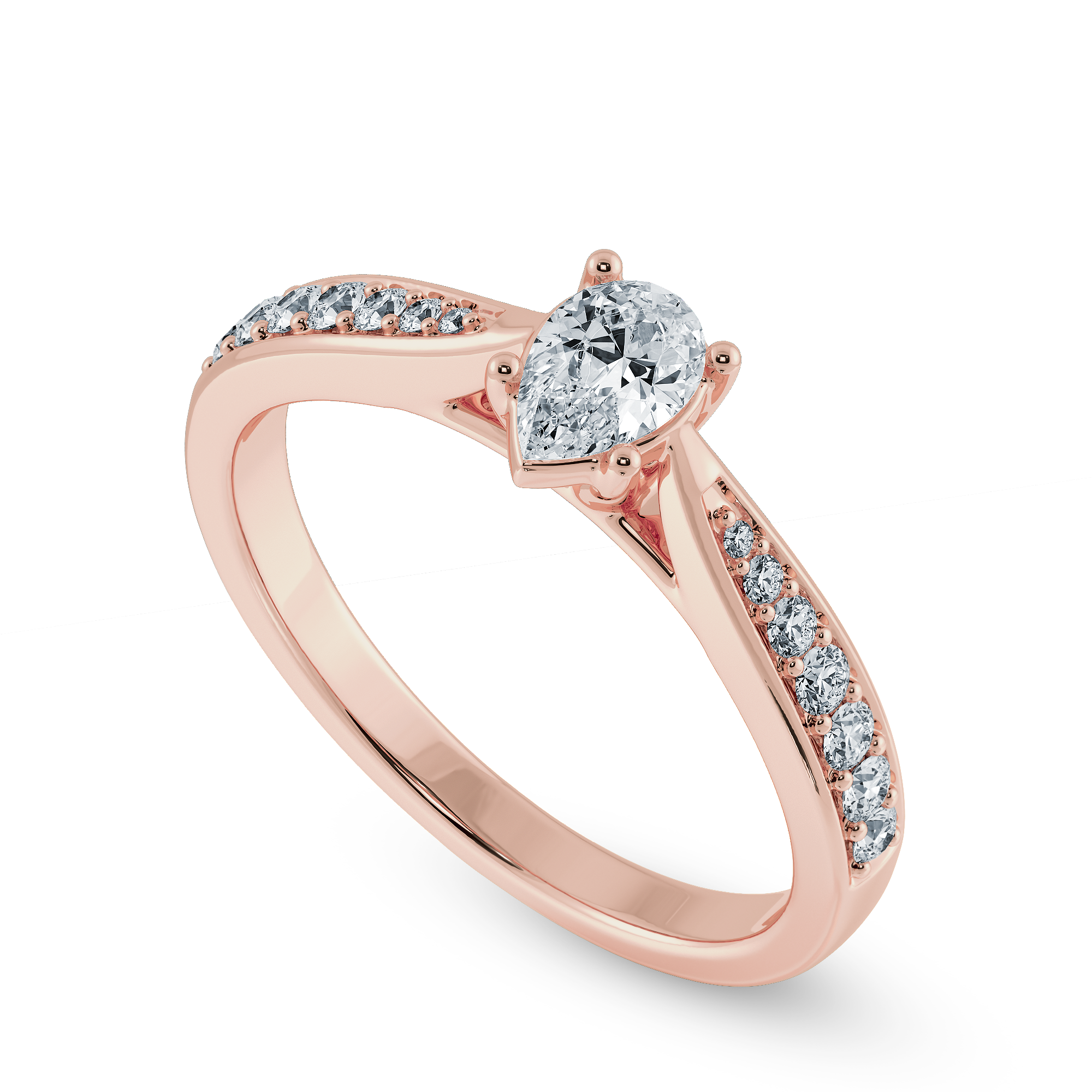 30-Pointer Pear Cut Solitaire Diamond Shank 18K Rose Gold Ring JL AU 1284R   Jewelove.US