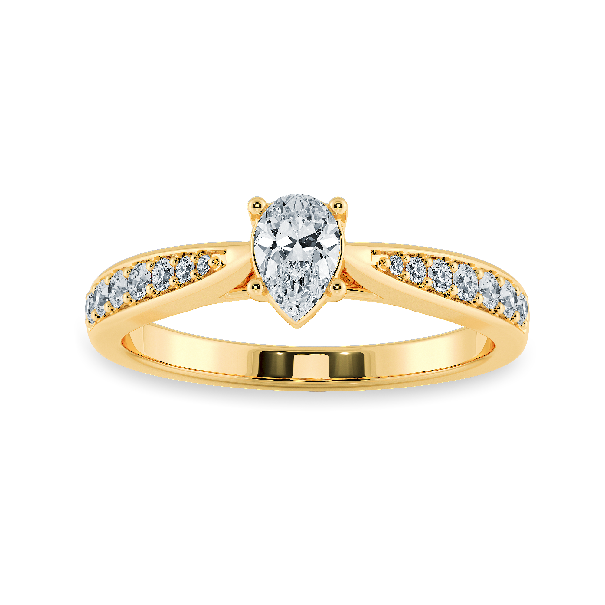 30-Pointer Pear Cut Solitaire Diamond Shank 18K Yellow Gold Ring JL AU 1284Y   Jewelove.US