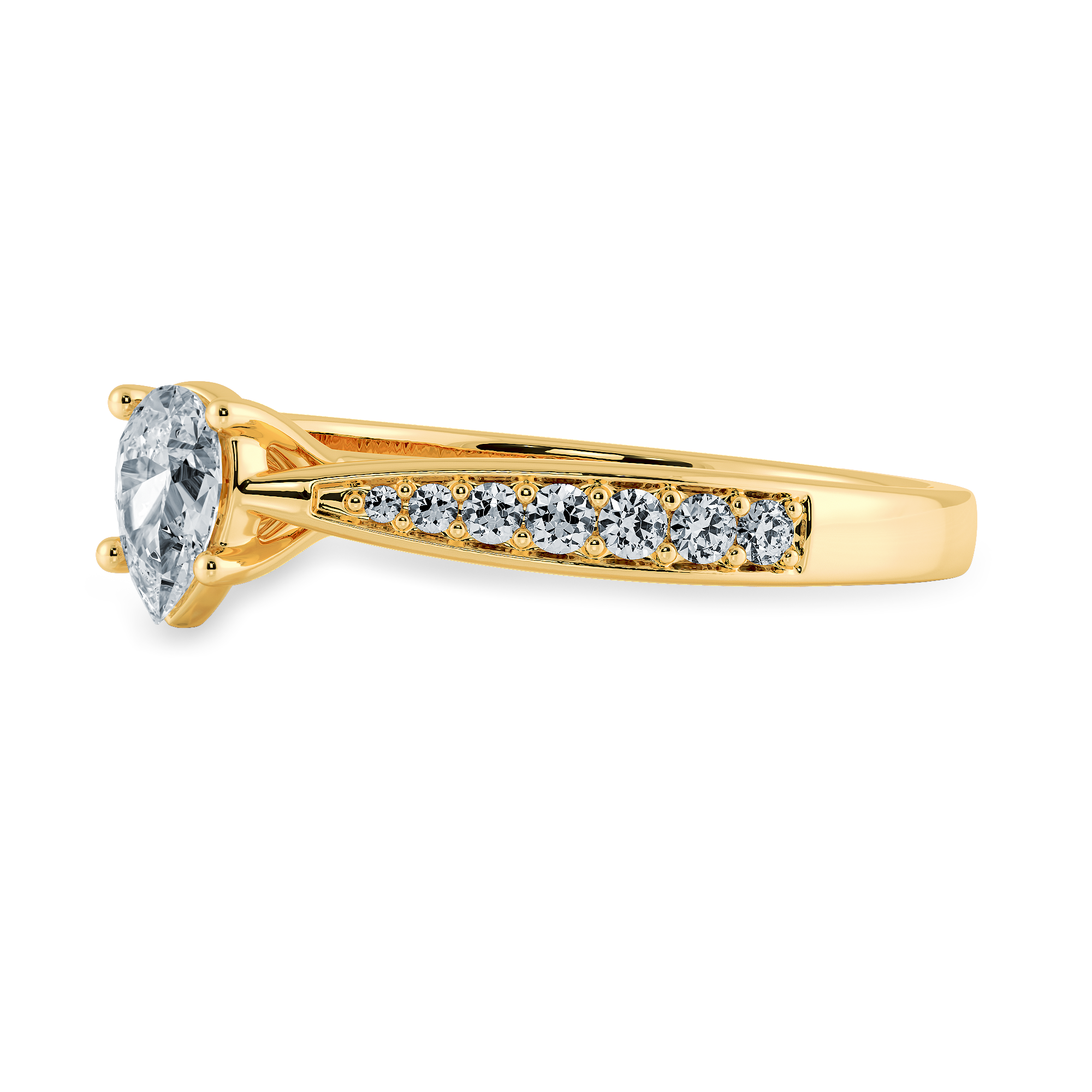 30-Pointer Pear Cut Solitaire Diamond Shank 18K Yellow Gold Ring JL AU 1284Y   Jewelove.US