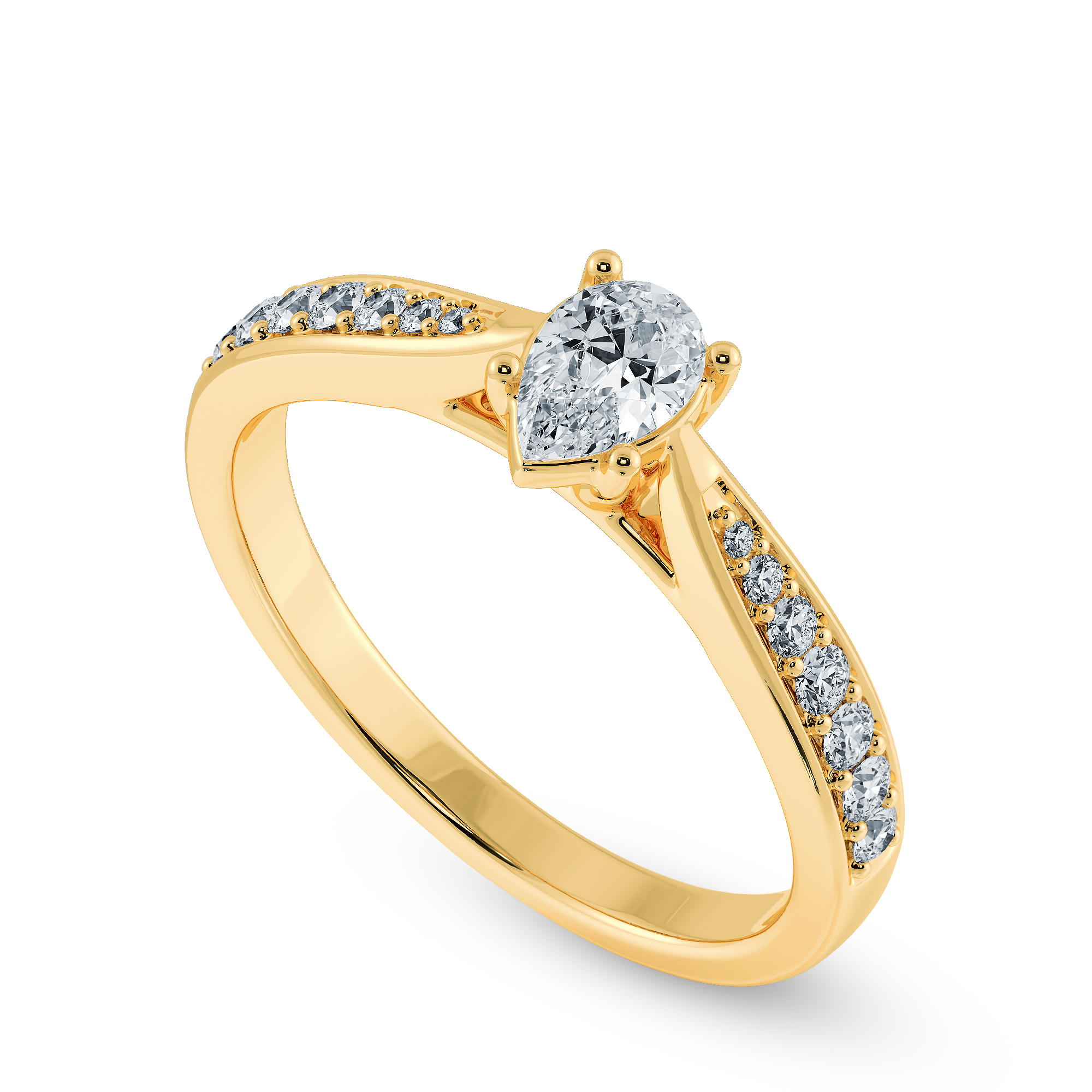 30-Pointer Pear Cut Solitaire Diamond Shank 18K Yellow Gold Ring JL AU 1284Y   Jewelove.US