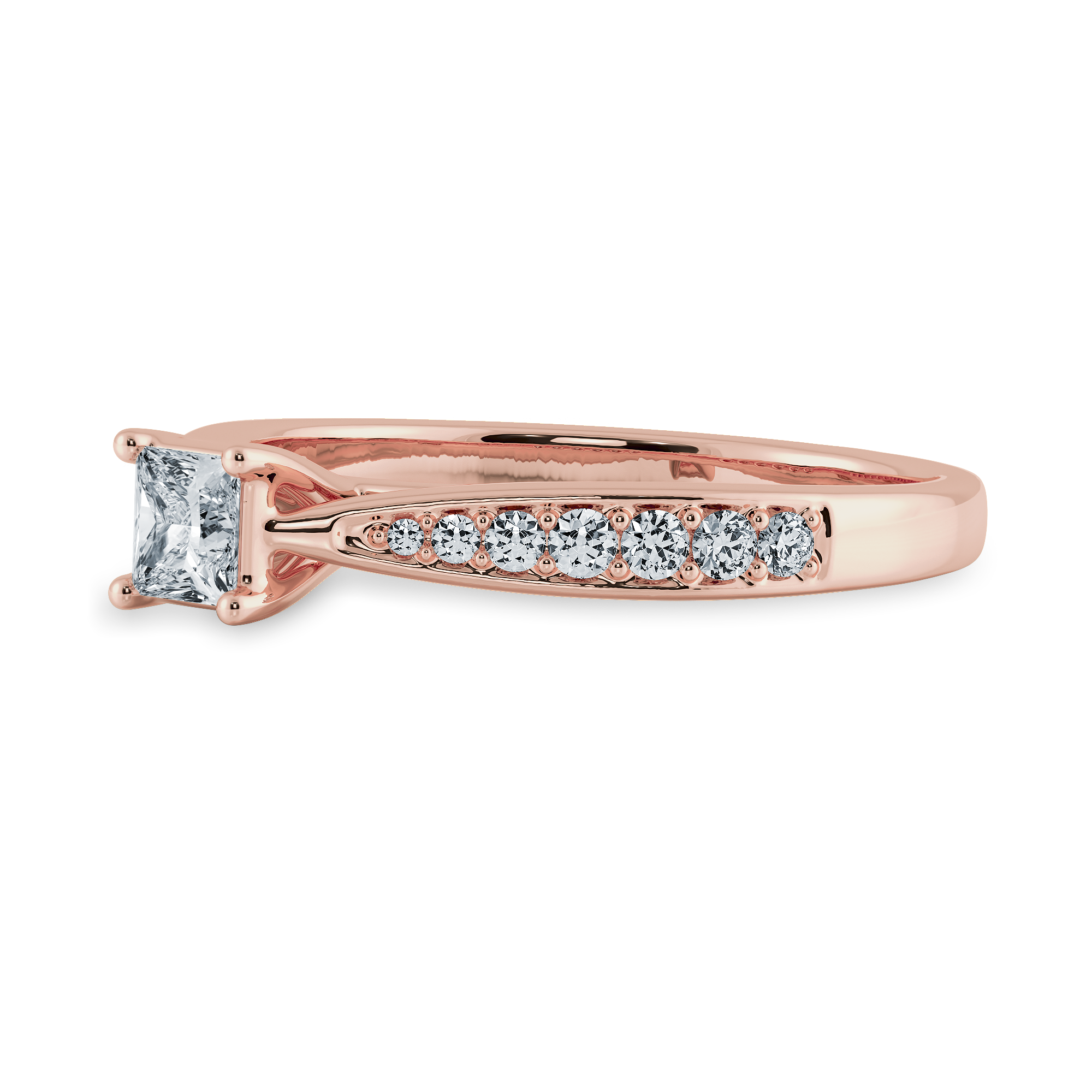 30-Pointer Princess Cut Solitaire Diamond Shank 18K Rose Gold Ring JL AU 1285R   Jewelove.US