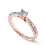 Load image into Gallery viewer, 30-Pointer Princess Cut Solitaire Diamond Shank 18K Rose Gold Ring JL AU 1285R   Jewelove.US
