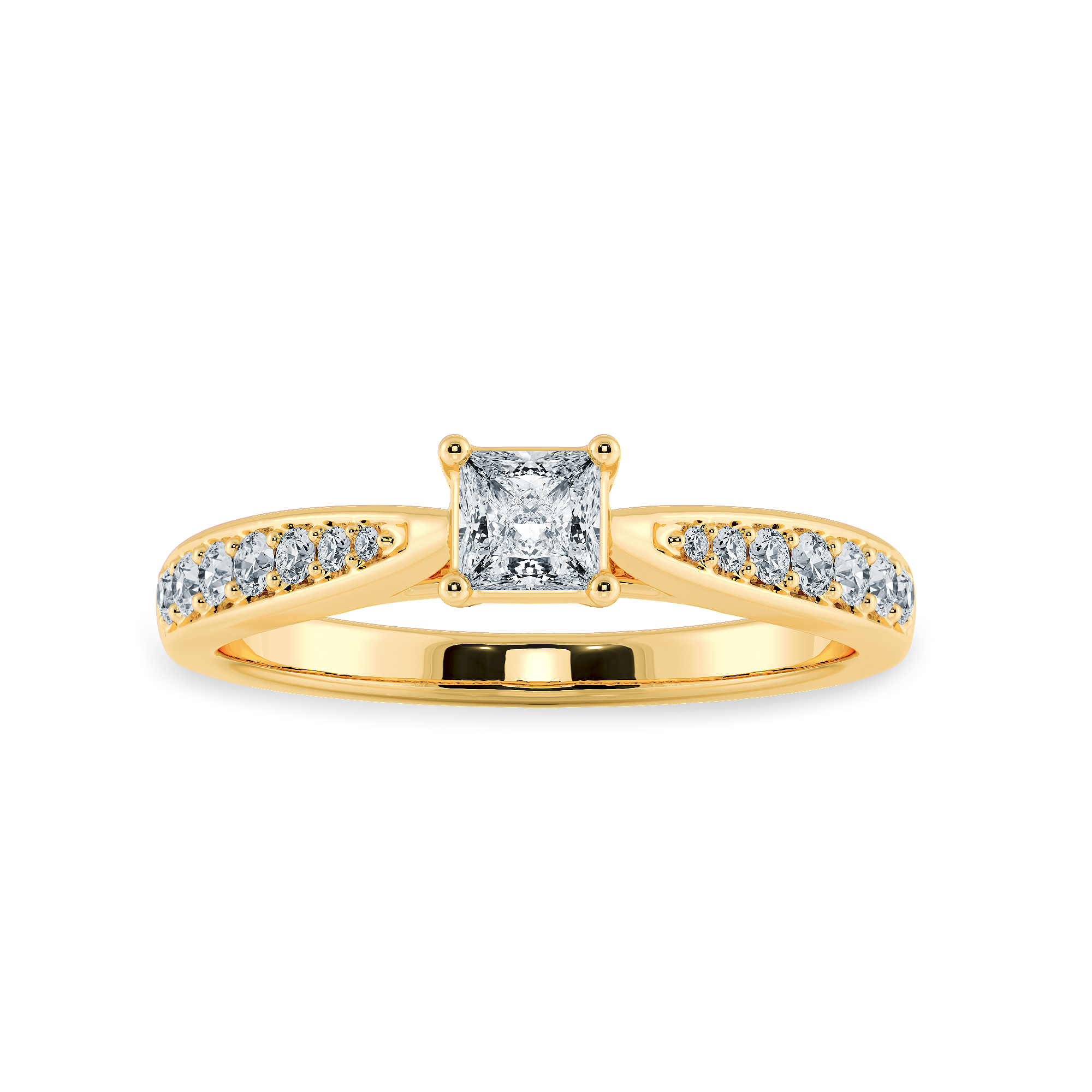 30-Pointer Princess Cut Solitaire Diamond Shank 18K Yellow Gold Ring JL AU 1285Y   Jewelove.US