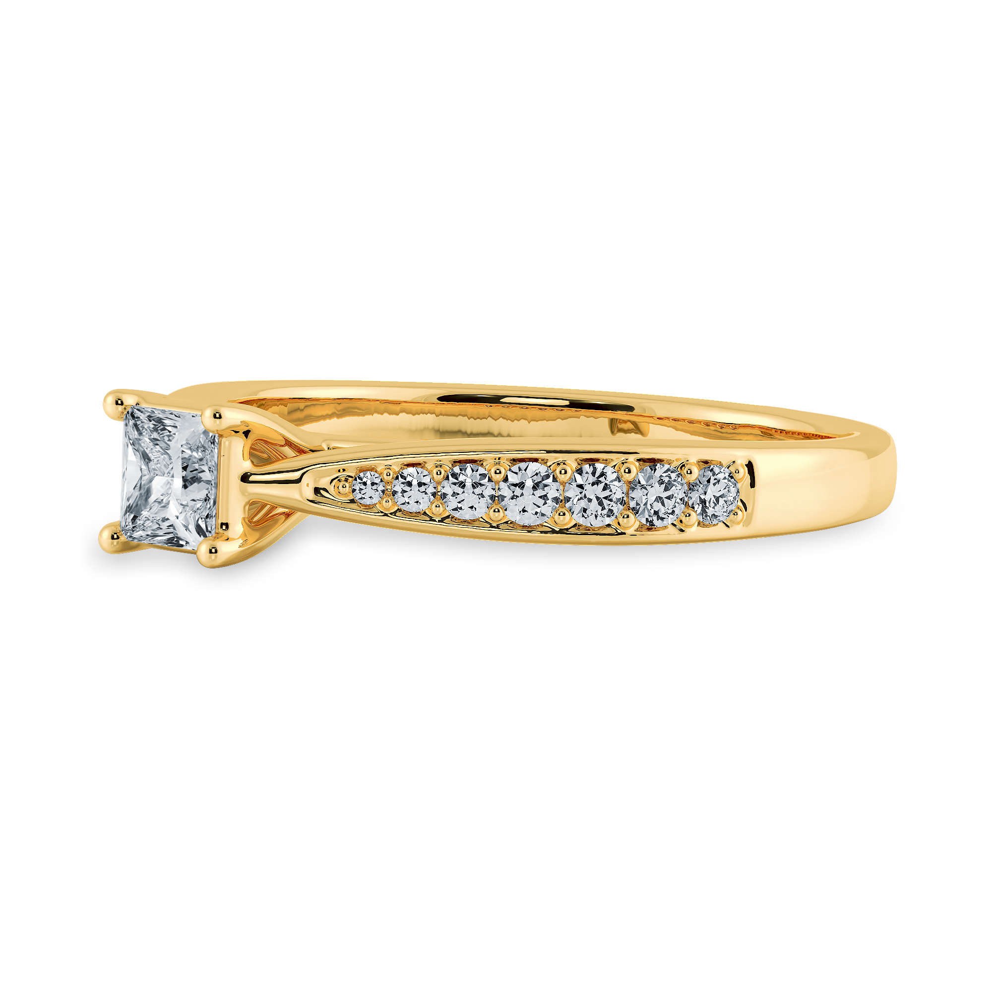 30-Pointer Princess Cut Solitaire Diamond Shank 18K Yellow Gold Ring JL AU 1285Y   Jewelove.US