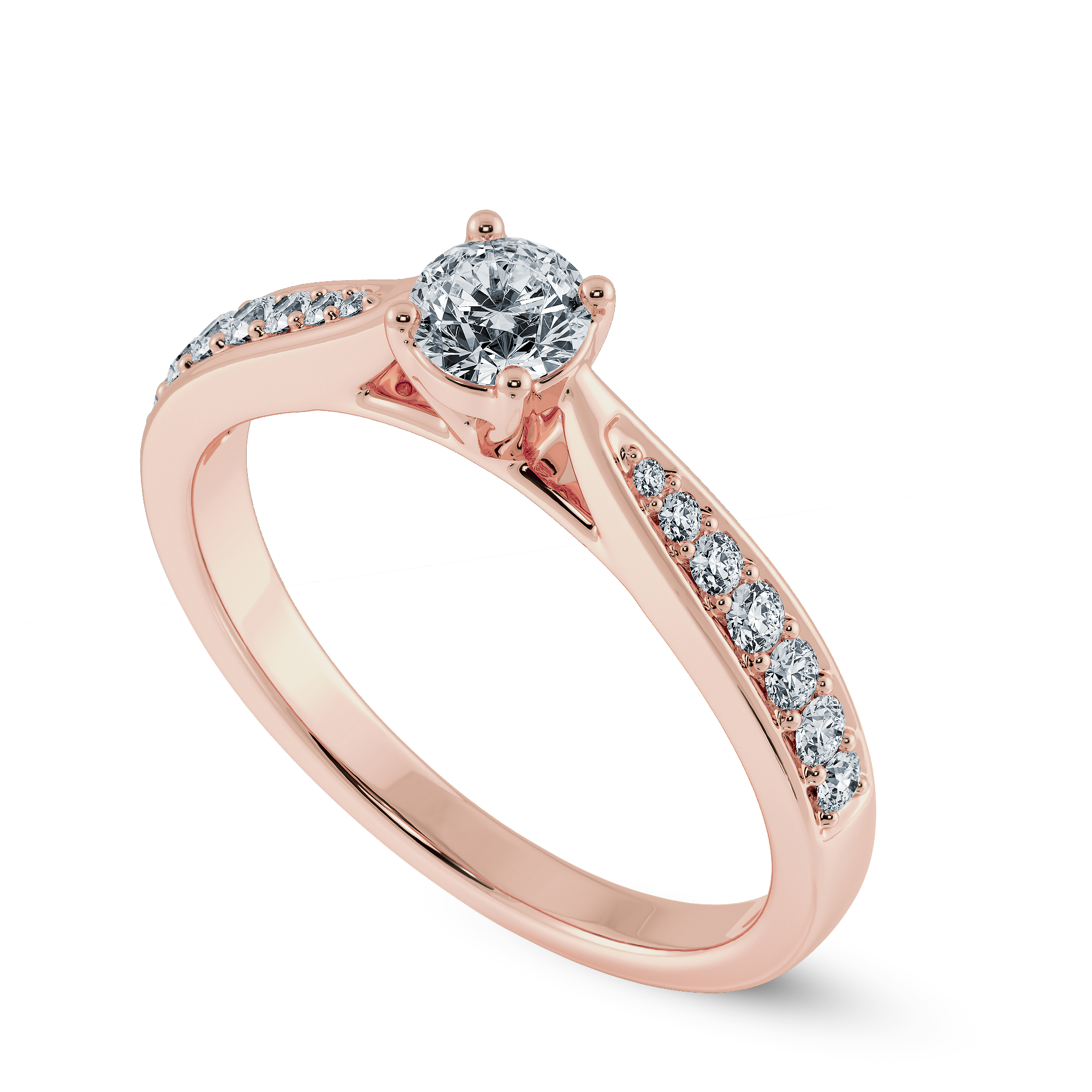 30-Pointer Solitaire Diamond Shank 18K Rose Gold Ring JL AU 1286R   Jewelove.US