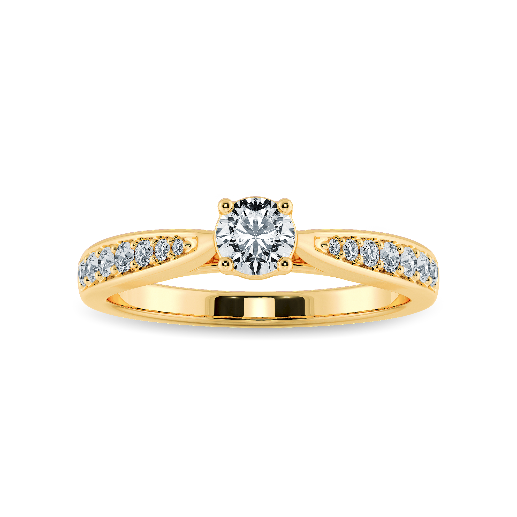 30-Pointer Solitaire Diamond Shank 18K Yellow Gold Ring JL AU 1286Y