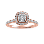 Load image into Gallery viewer, 30-Pointer Cushion Cut Solitaire Halo Diamond Shank 18K Rose Gold Ring JL AU 1287R   Jewelove.US
