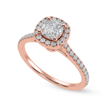 Load image into Gallery viewer, 30-Pointer Cushion Cut Solitaire Halo Diamond Shank 18K Rose Gold Ring JL AU 1287R   Jewelove.US
