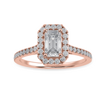 Load image into Gallery viewer, 30-Pointer Emerald Cut Solitaire Halo Diamond Shank 18K Rose Gold Solitaire Ring JL AU 1288R   Jewelove.US
