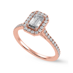 Load image into Gallery viewer, 30-Pointer Emerald Cut Solitaire Halo Diamond Shank 18K Rose Gold Solitaire Ring JL AU 1288R   Jewelove.US
