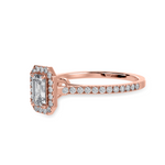 Load image into Gallery viewer, 30-Pointer Emerald Cut Solitaire Halo Diamond Shank 18K Rose Gold Solitaire Ring JL AU 1288R   Jewelove.US
