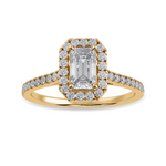 Load image into Gallery viewer, 30-Pointer Emerald Cut Solitaire Halo Diamond Shank 18K Yellow Gold Ring JL AU 1288Y   Jewelove.US
