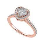 Load image into Gallery viewer, 30-Pointer Heart Cut Solitaire Halo Diamond Shank 18K Rose Gold Ring JL AU 1289R   Jewelove.US
